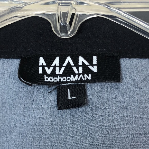 Boohoo Man Mens Black Dragon Short Sleeve Button Down Shirt SIZE LARGE - Picture 2 of 8